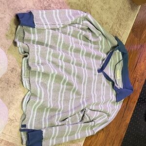 We The Free Striped Knit Sweater in Blue and Gray